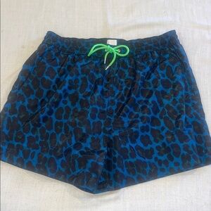 0210101 Paul Smith - Mid-Length Leopard - Print Shell Swim Shorts - Blue EUC